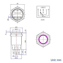 Taien Momentary Push button Switch 19mm 3/4" 1NO1NC