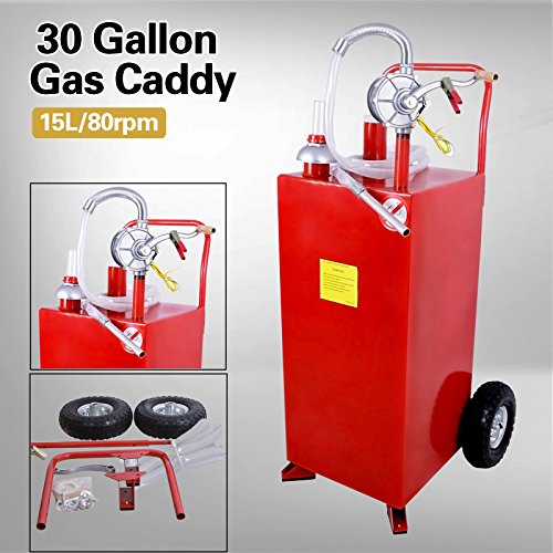 Lotus Analin 30 Gallon Gas Caddy Tank Fuel Storage Gasoline Fluid Diesel with Pump and Hose