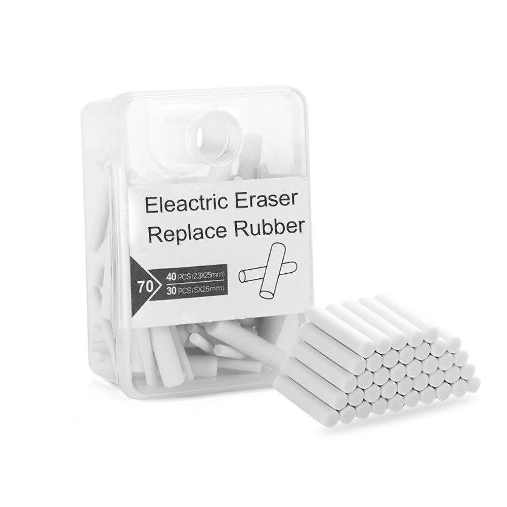 BaiJ Electric Eraser Refill, 70 Replacement Rubber Cores for Battery Operated Pen, Automatic Pencil Rubbers for Art Drawing, Painting, Drafting, Sketch and Crafts (2.3mm & 5mm)