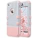 ULAK iPhone 5C Case, 5C Case, Shockproof Soft Silicone Rubber Hard Plastic Hybrid Heavy Duty Protection Kidproof High Impact Case Cover for Apple iPhone 5C-Minimal Stripes Rose Gold