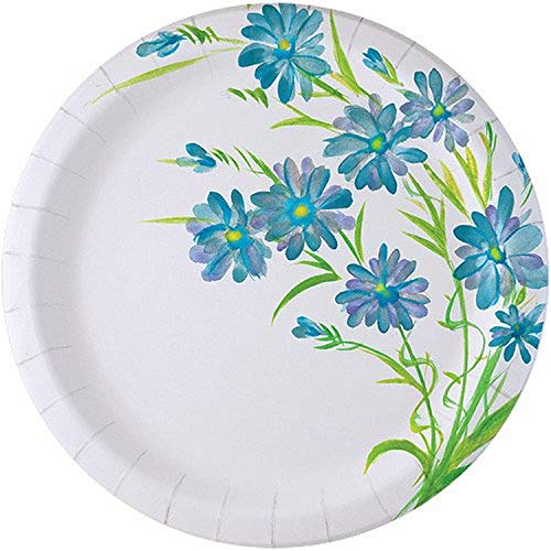 Nicole Home Collection 24 Count Everyday Paper Plate, 10-Inch, Blue Floral