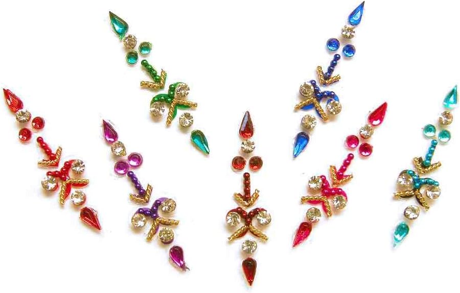 Bright Rainbow Colored Bindi Crystal Indian Body Stickers