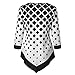 Lutos Plus Size Women O-Neck Diamond Print Bell Sleeve Tunic Asymmetrical Hem Casual Tops Blouse Whitethumb 1