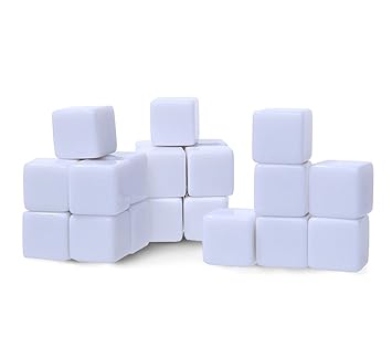 Blank White Acrylic Dice Cubes D6 16mm 25 Pcs