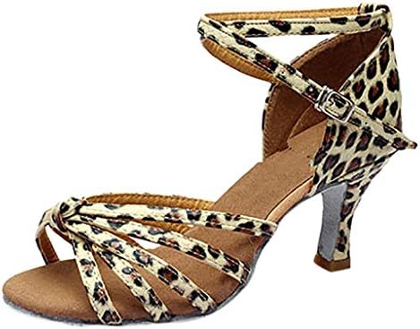 TEELONG Girl Latin Dance Shoes Med-Heels Satin Shoes Party Tango Salsa Dance Shoes Size UK 4-7