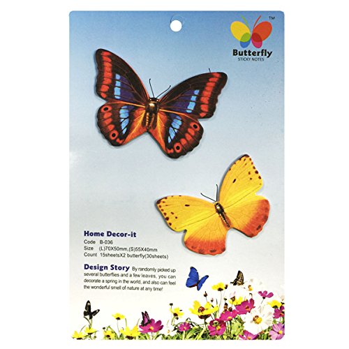 Wrapables Butterfly Memo Bookmark Sticky Notes, Multicolor/Yellow