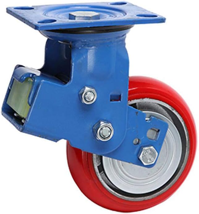 DINGLONG Castor Wheels 6 Inch Double Spring Polyurethane Rotating Caster Shock-absorbing Wear-resistant Silent Industrial Casters
