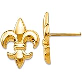 14k Yellow Gold Polished Post Small Fleur-De-Lis Earrings 15x11mm Wide Stud Earring for Women