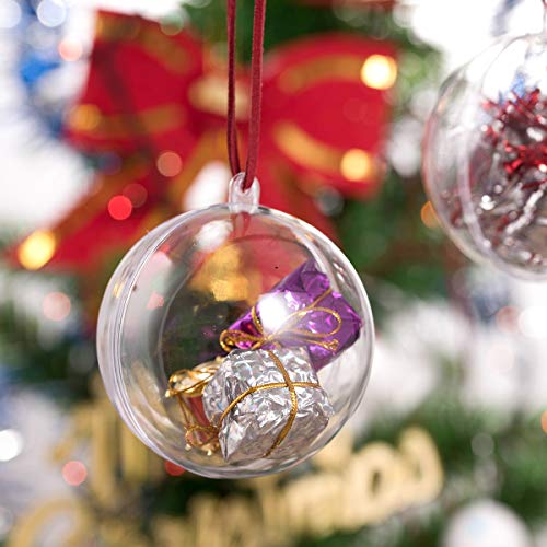 BUBBLEFISH Christmas Ornaments Ball, 10 Pack 80mm DIY Clear Plastic Fillable Ornaments Ball Set, Christmas Decorations Tree Balls for New Years Present Holiday Wedding Party Home Decor Bath Bomb - Thumbnail 4