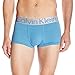 Calvin Klein Men's Underwear Steel Micro Low Rise Trunks, Urban Blue/Striking Lime Stripe, Large