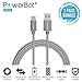 PowerBot PB303 2-Pack Data Sync 2.4A Charging Cable 5Gbps High-Speed USB 3.1 Type-C to USB 3.0 Type-A 4 Feet 1.2 Meters Braided Nylon w/Aluminum Connector for MacBook, Google Nexus, LG G5, Lumia