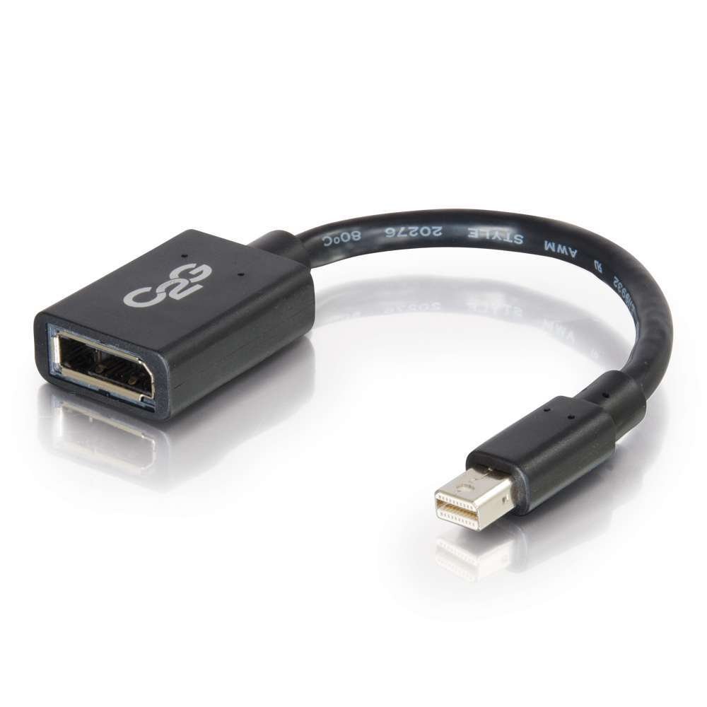 C2G 15CM Mini DisplayPort Male to DisplayPort Female Adapter Black, 4K Mini DisplayPort/Thunderbolt Connection Compatible with Apple MacBook, Mac Mini, Mac Pro, Microsoft Surface Pro, Dell XPS 13,14,15 and 17, HP Envy, Latitude, Intel NUC, ASUS, Google Chromebook, Alienware, Lenovo ThinkPad and More