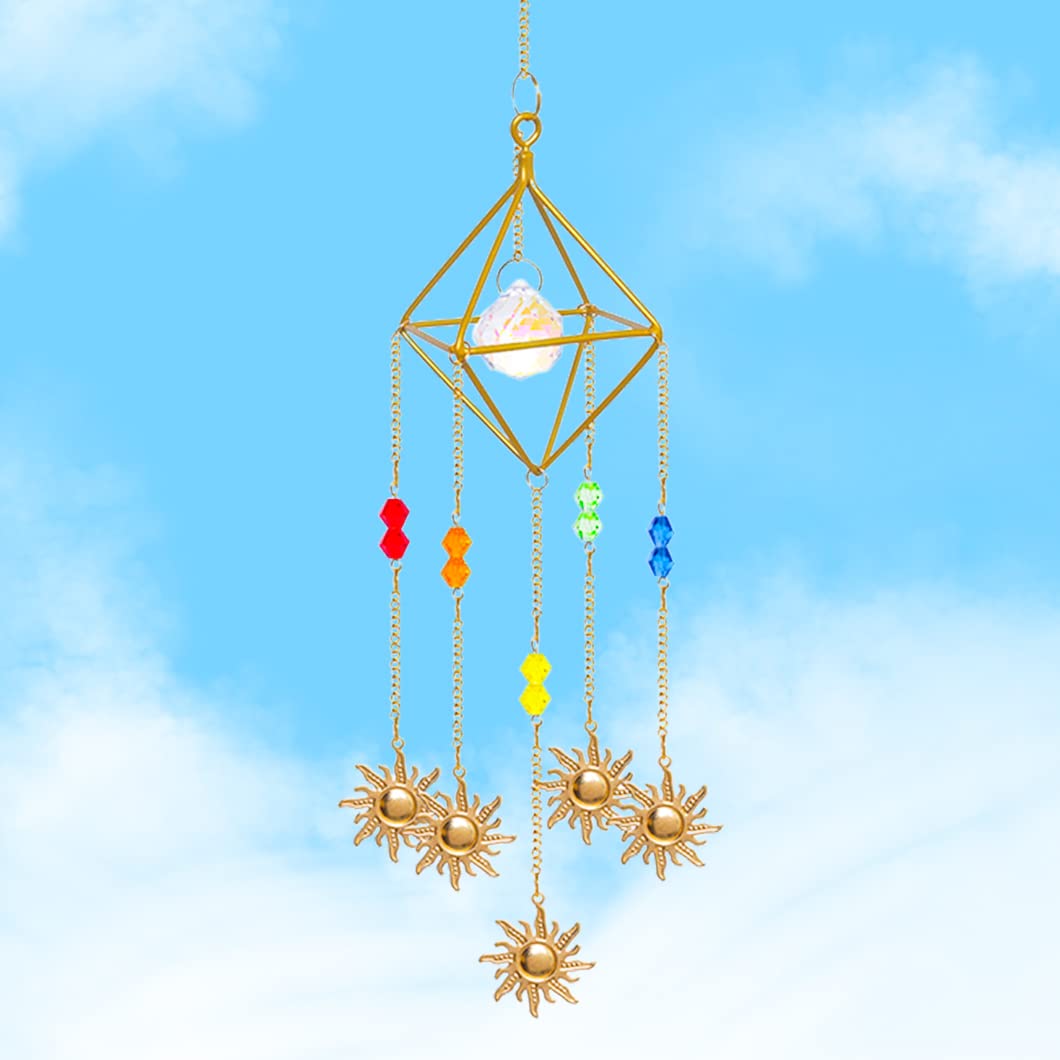 Rolin Roly Crystal Suncatcher Small Hanging Sun Catchers Crystals Pendant Prism Catcher Colorful Rainbow Maker for Wedding Home Garden Chakra Car Decoration