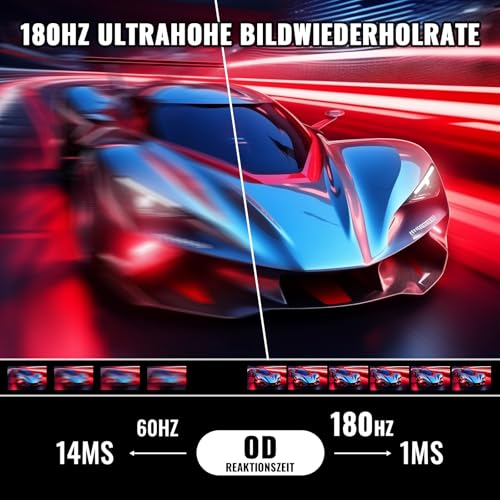 Minifire Gaming Monitor 24 Zoll, 180 Hz, 1ms, FreeSync, Full HD(1920 x 1080), Rahmenlos Bildschirm, Einstellbar, Low Blue Light, HDR 10,300Nits, sRGB 110%, 4000:1 Kontrast, HDMI 2.0&DP 1.2(MFG24F4L) thumbnail 3