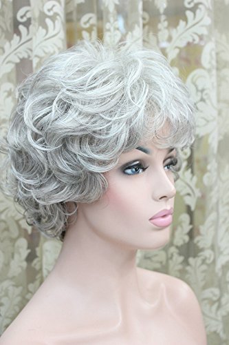Wiged Elderly Women Fake Fahua White Wig Old Lady Silver White