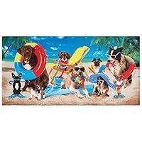 Softerry Dogs at The Beach - Pets Beach Towel 30 x 60 inches 100% Cotton Velour