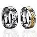 Eyourlife Dragon Scale Dragon Pattern Beveled Edges Celtic Rings Jewelry Wedding Band for Men Golden 8