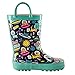 Lone Cone Children's Waterproof Rubber Rain Boots in Fun Patterns with Easy-On Handles Simple For Kids (Space Cats, 12 M US Little Kid)