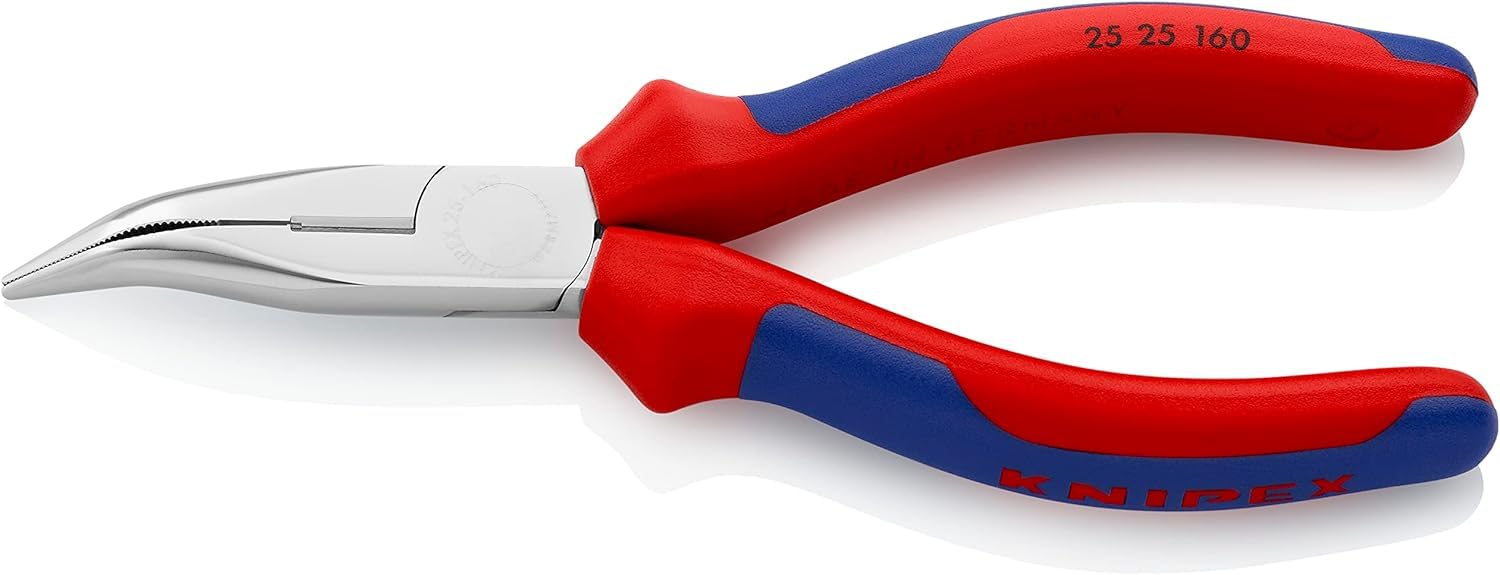 KNIPEX Snipe Nose Side Cutting Pliers (Radio Pliers) Chrome-Plated with Comfort Handles 165 mm, 25 25 160