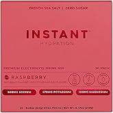 Instant Hydration Electrolytes Powder Packets - Raspberry Electrolyte Drink Mix - Zero Sugar - Keto, Vegan, Gluten-Free, Non-GMO - Boost Recovery, Brain Health, Muscle & Tissue Support- 30 Sticks