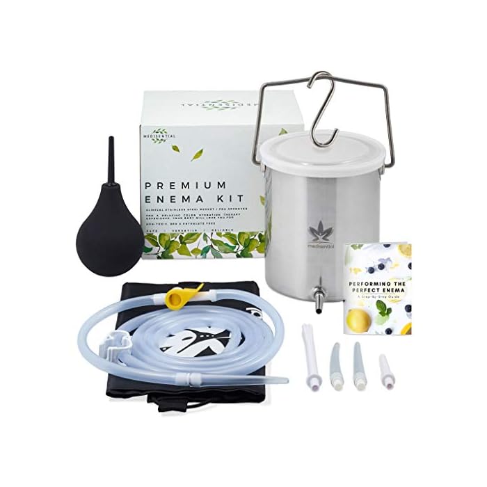 Medisential Enema Kit - Suitable for Coffee, Water and Gerson Therapy - Stainless Steel Bucket - Large for Home Use…