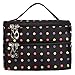 Double Layer Traveling Makeup Bag Small Dots Pattern Cosmetic Bag with Mirror-Small size(Black)