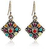 Eternity J. Women Vintage Earrings Retro Ethnic Colorful Squrare Rhinestone Drop Bohemian Dangle Earring