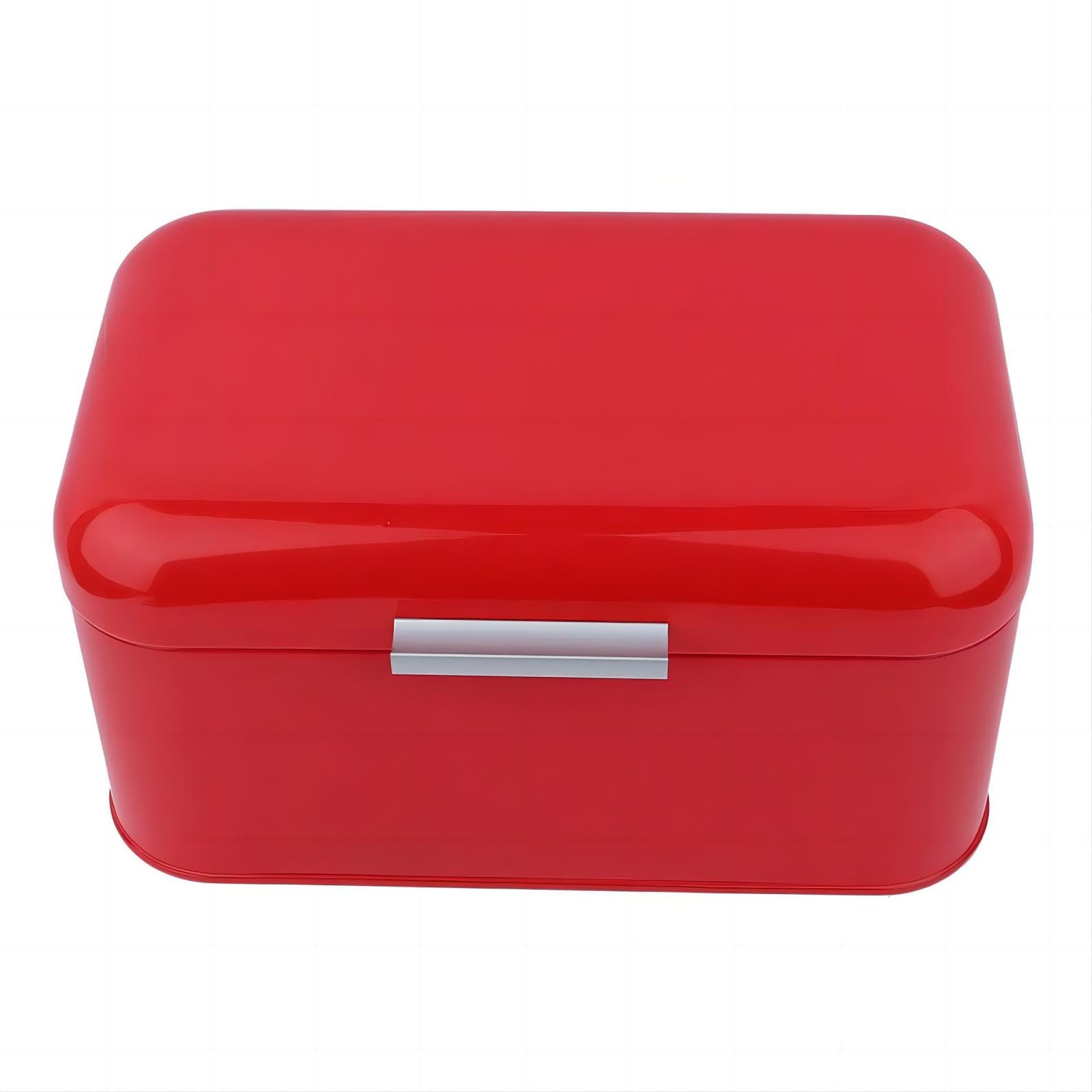 VIFER Bread Box Vintage Metal Bread Bin Box Large Capacity Kitchen Storage Container Red/Blue/Black 1PC (Red)