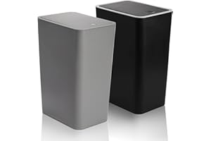 Fasmov Trash Can, 2 Pack 15 Liter / 4 Gallon Plastic Garbage Container Bin with Press Top Lid, Waste Basket for Kitchen, Bath