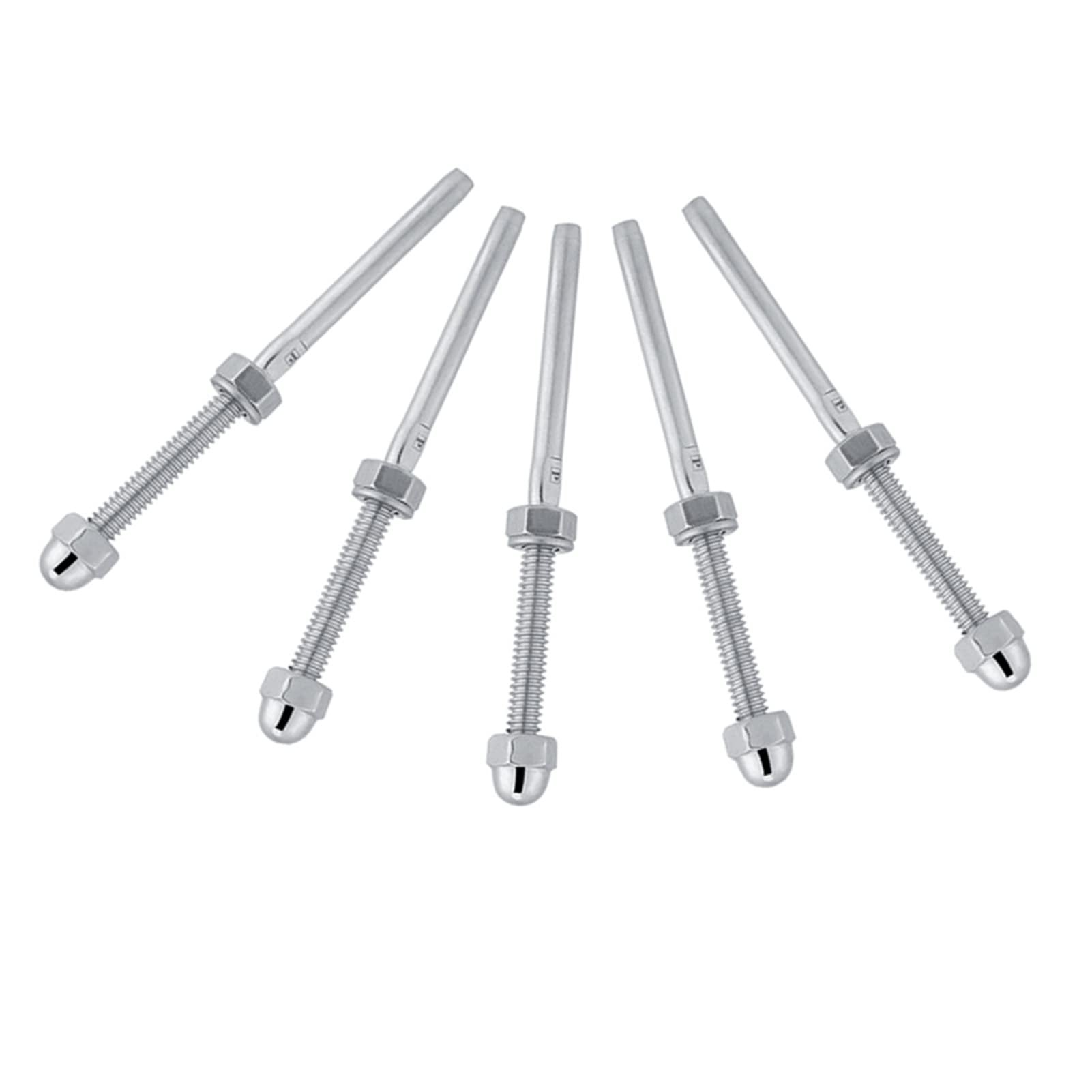 10pcs Cable Railing System Threaded Stud End Fitting Terminal for 1/8 Cable Deck Railing Hand Swage Stainless Steel Cable Tensioner