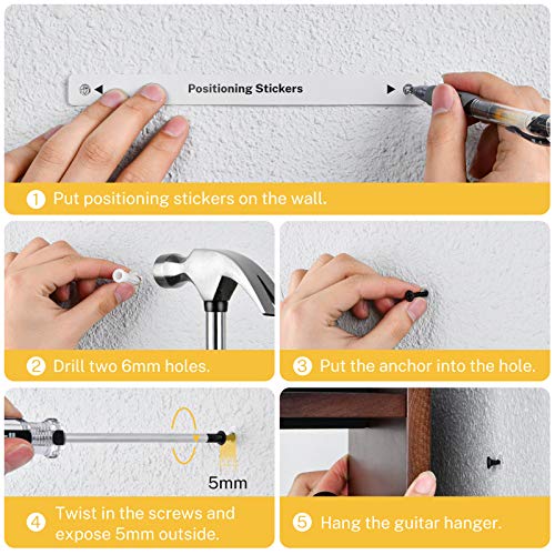 Donner Guitar Wall Mount Shelf, Guitar Wall Hanger with Storage Shelf