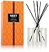 NEST New York Reed Diffuser, Pumpkin Chai - 5.9 fl oz - Fragrance for Up to 90 Days - Reusable, Refillable Glass Holder - Includes 8 All-Natural Reed Sticks - Flame Free