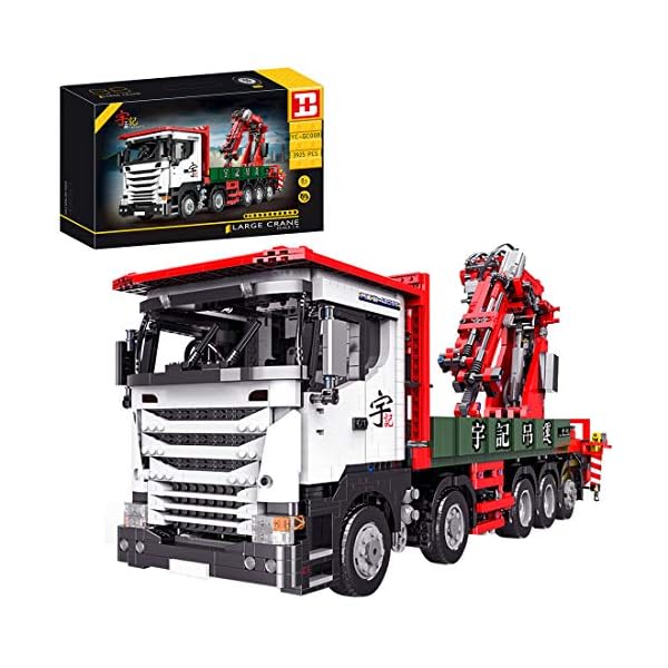 FADY Technik Fahrzeug Kran, Schwerlastkran Auto Bausatz mit Motor & Fernbedienung, Kran LKW Modell Kompatibel mit Lego…
