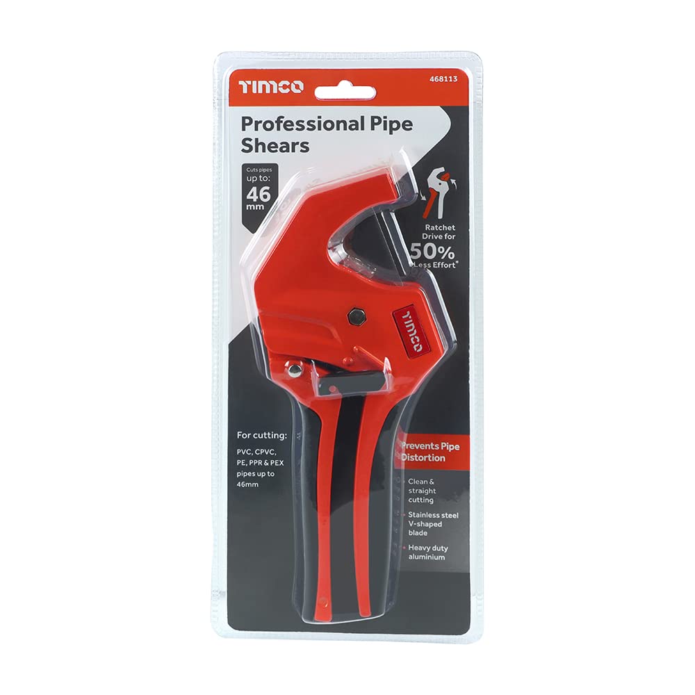 TIMCO Professional Pipe Shears - Hard Wearing - Fast Cutting V-Shaped Blade - Excellent for Use on Plastic Pipe - 0-46mm