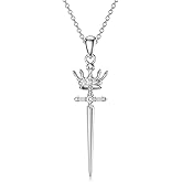 MISTBEE Sword Cross Necklace Sterling Silver Crown/Dragon Sword Pendant Jewelry for Women Gifts