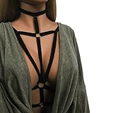 Romacci Harness Bra,Women Criss Cross Cage Bra Bralette Cupless Bra Top Black