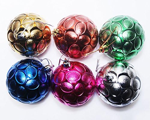 Pragati Pro Christmas Tree Ornament Decoration Hanging Baubles Balls(Pack of 6,Multicolor, 3in Balls)