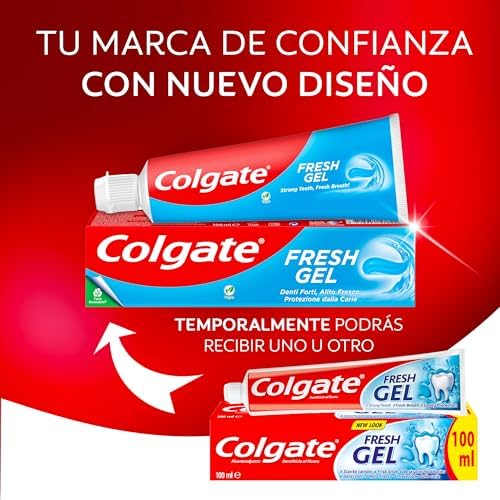 Fresh Gel Pasta de Dientes con Flúor, Pack 12 Uds x 75 ml, Dentrifíco con Protección Contra la Caries, Esmalte Sano y Fuerte, Aliento Fresco, Uso Diario, Sabor a Menta Refrescante