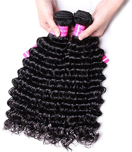 Ali Bling 8A Grade Brazilian Virgin Hair Deep Curly Wave 3 Bundles 100% Unprocessed Human Hair Natural Black Color Hair Extensions Can Be Dyed and Bleached