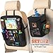 Confachi Backseat Organizer and Car Trash Can Bundle of Car Garbage Can with Lid and Car Seat Organizer for Kids with Ipad Holder and Cup Holder and Extra Car Storage Pockets ( Black)