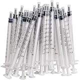 60pcs 1ml 1cc Pipette Syringe with Luer Slip Tip, No Needle, Non Sterile, Pipette for Measuring or Transfering Tiny Amount of Liquids (Without Cap)