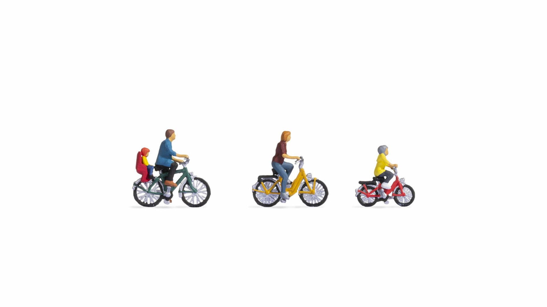 NOCH® Family on a bicycle trip, figure set for the gauge H0, ideal for model making and dioramas
