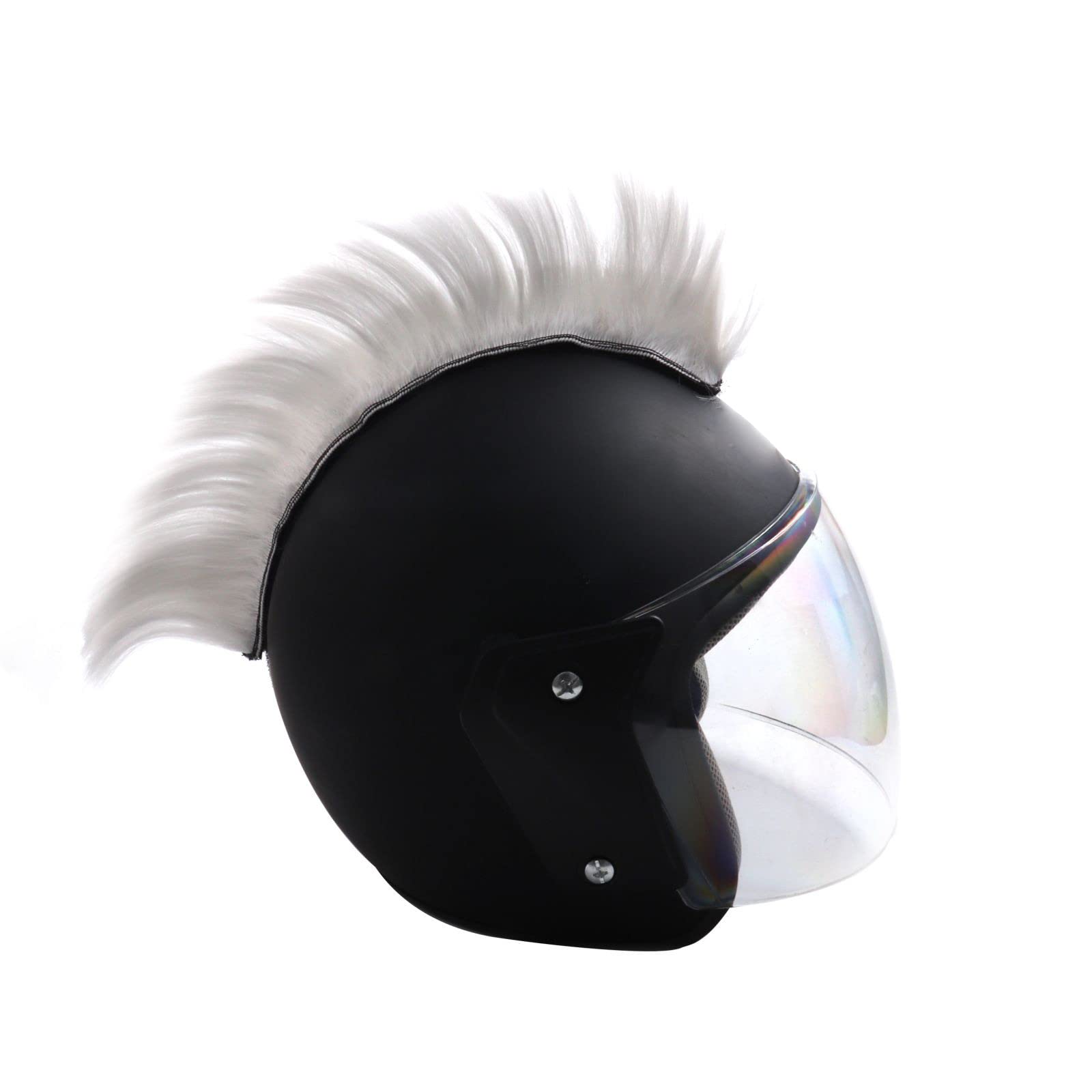 PAXLAMB Helmet Mohawk Wigs Skinhead Wig Hair Patches Hairpiece for Bicycle Motorcycle Cycling Scooters Polo Ski Snowboard Cosplay Costume (White)