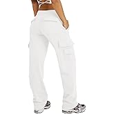 Waitfairy Cargo Sweatpants for Women - Straight Leg Fleece Lined Joggers Women Barrel Sweat Pants for Girls Y2k Clothes