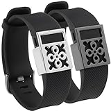 Henoda Band Cover for Fitbit Charge/Fitbit Charge HR Slim Designer Sleeve Protector Accessories (2PCS Black & Silver)