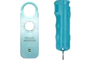 Police Magnum Personal Safety Alarm & Pepper Spray Combo Self Defense Pack for Women- Loud 135db Siren with Light & Max Strength Flip Top Pepper Spray Protection