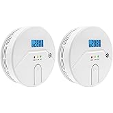 2Packs, Smoke and Carbon Monoxide Detector, LCD Digital Display, 2 in 1 Technology, Easy to Use, 85db Alarm, for Home and Kitchen