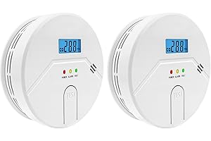FANSTLOYI 2Packs, Smoke and Carbon Monoxide Detector, LCD Digital Display, 2 in 1 Technology, Easy to Use, 85db Alarm, for Home and Kitchen