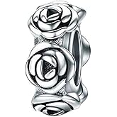ABAOLA Rose Spacer Charm 925 Sterling Silver Clip Stopper Beads Silicone Positioning Charm for DIY Charms Bracelet & Necklace