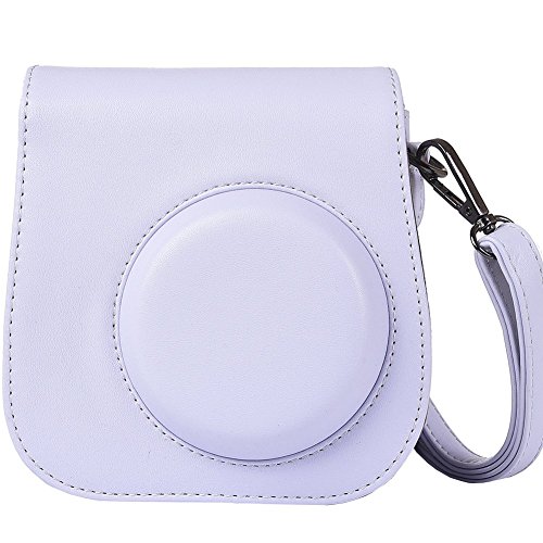 Protective & Portable Case Compatible with Fujifilm Instax Mini 9 8 8+ Instant Polaroid Film Camera with Accessory Pocket and Adjustable Strap - Smokey White by SAIKA